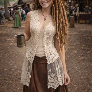 Boho Lace Open Front Vest | Sheer Crochet Duster | Festival Layering Top